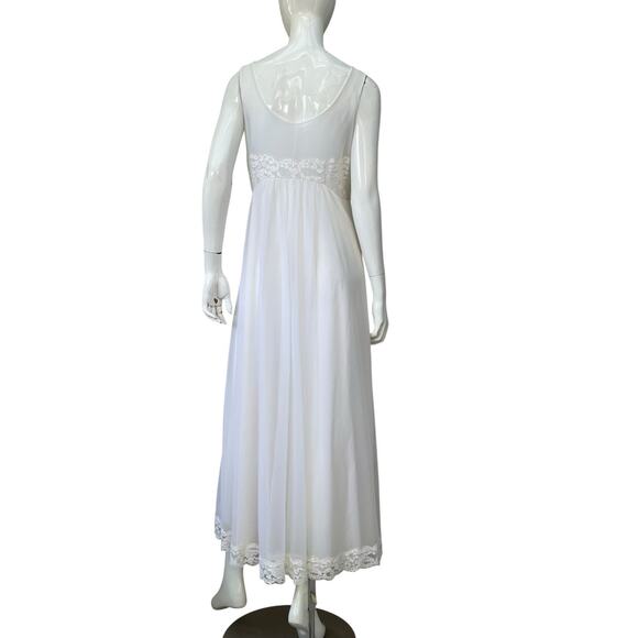 Vintage Nightgown & Peignoir Set White Nylon Maxi Length 1960’s Medium - Picture 10 of 12